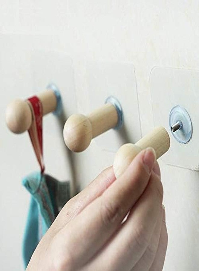 ZURATO Self Adhesive Wooden Hooks (Pack of 3) | Heavy Duty Wall Hooks | Waterproof, 4kg Load | Wood Hooks for Bathroom, Kitchen, Bedroom, Door & Wall Mount Hanging - Image 2